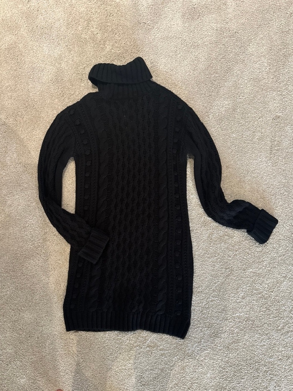 NWT 525 America Black Cable-Knit Turtleneck Sweater Dress XS Anthropologie